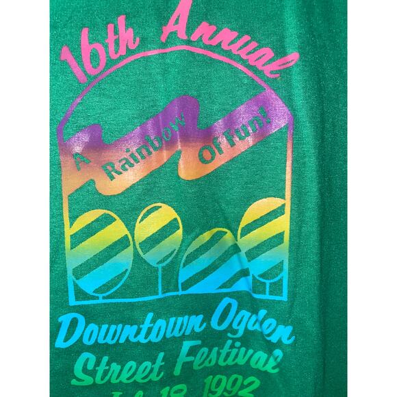 Vintage Oglen Street Festival Shirt Downtown Rainbow Tee 90s VTG 1992 Medium - Picture 4 of 9